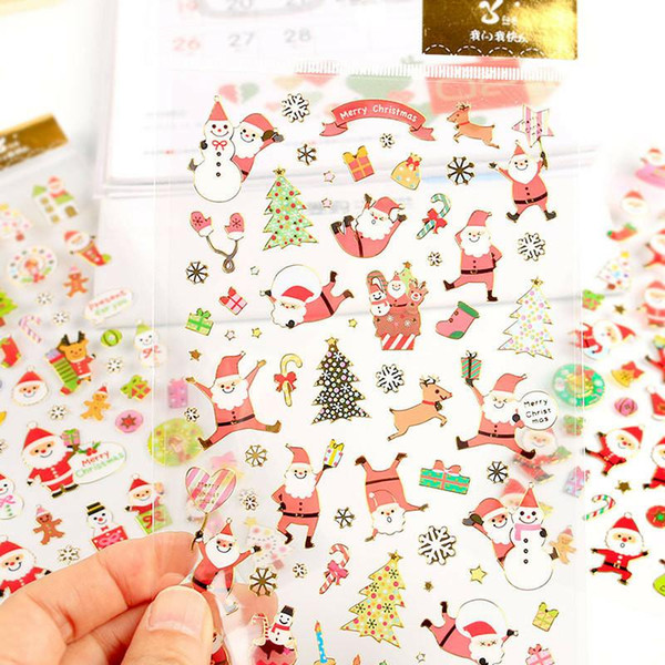 DIY Christmas Cartoon Sticker Santa Claus Wall Stickers Christmas Tree Snowman gift Paster Kindergarten Reward for kids Children PVC