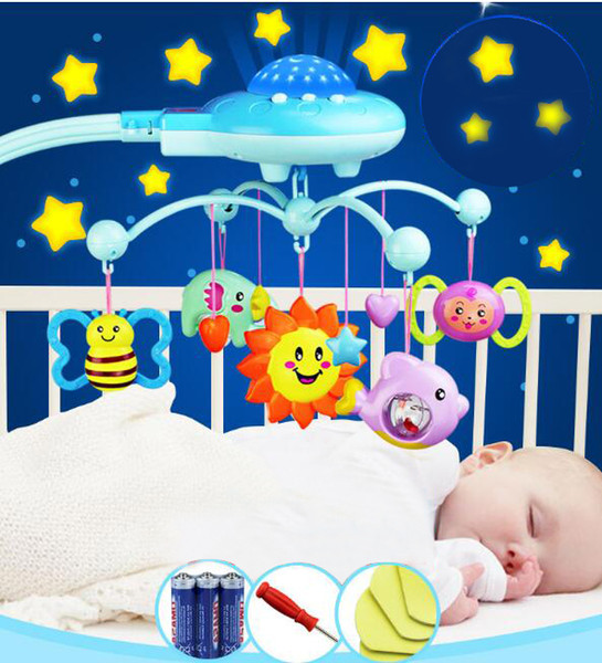 Baby Rattle Infant Toys For 0-12 Months Crib Mobile Bed Bell With Music And Sky Stars Projection Early Learning Kids Toy