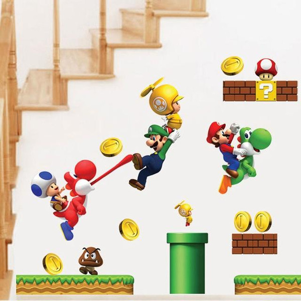 60x30cm Cartoon Stickers Super Mario Wall Stickers For Kids Rooms Children Wall Stickers Bedroom Home Decor (Size: 30X60CM)
