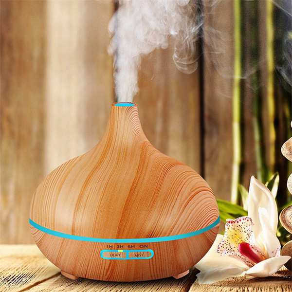 400ml Essential Oil Diffuser Wood Grain Ultrasonic Aroma Mini Cool Mist Humidifier LED Lamps For Office Home Baby Room Study Yoga Spa B0241