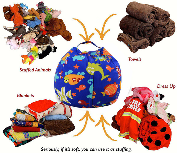 Kids Storage Bean Bags 16'' 18'' Plush Toys Beanbag Chair Bedroom Stuffed Animal Room Mats Portable Clothes Storage Bag