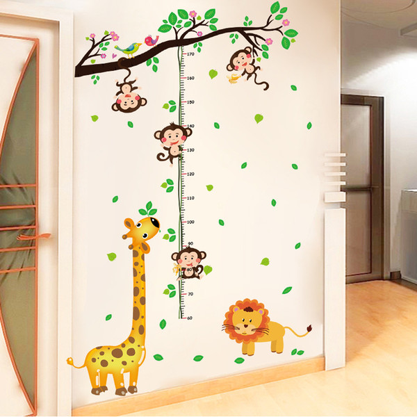 The monkey climbing height height stick children bedroom wallpaper cartoon wall stickers giraffe kindergarten wall stickers