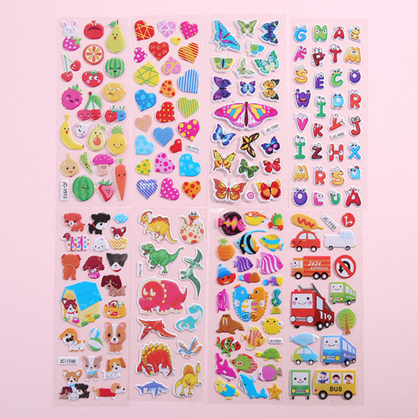 3D Puffy Bubble Stickers Animal Cartoon Princess Cat letter car Waterpoof DIY Baby Toys for Children Kids Boy Girl