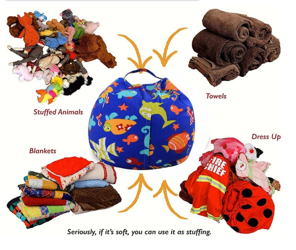79 Styles 24inch 60cm Baby Kids Storage Bean Bags Plush Toys Beanbag Chair Bedroom Stuffed Animal Room Mats Portable Clothes Storage Bag