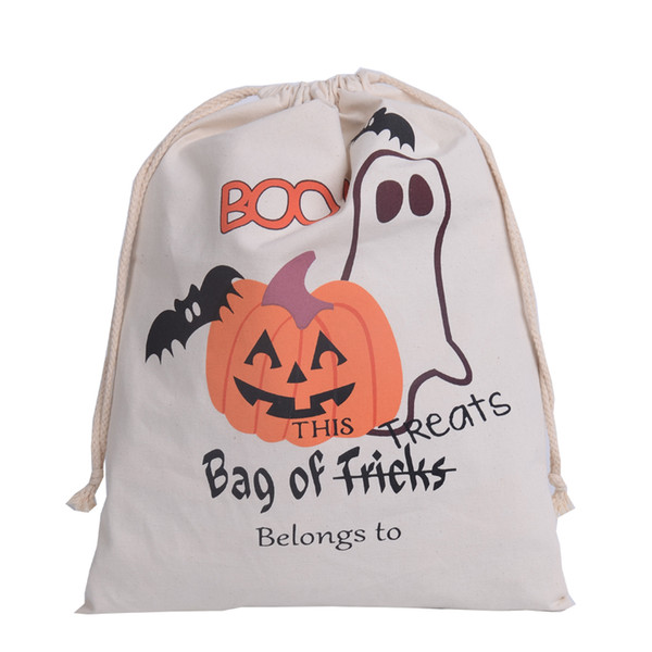 50pcs/lot Free Shipping 2017 New Arrival Halloween Drawstring Gift Bag Hallowmas Canvas Bag Sack 6 styles For choice