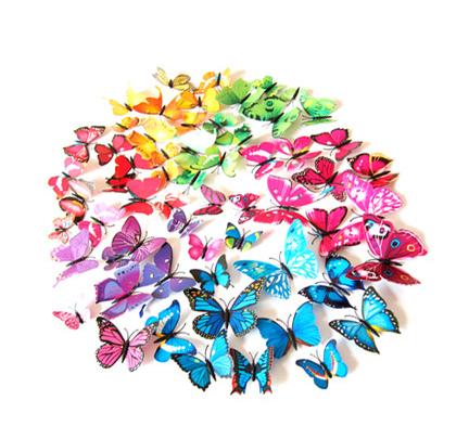 12pcs/lot 3D butterfly sticker art design decal wall stickers diy magnets home decor room decorations