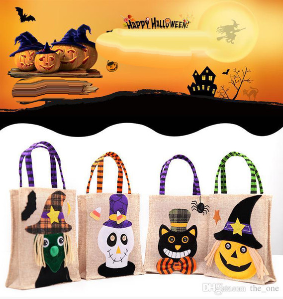 Hot Sale Halloween Kids Candy Bags Large Canvas Children Hand Bags Trick or Treat Pumpkin Devil Spider Halloween Gift Sugar Bags