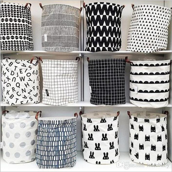 Ins Storage Baskets Bins Kids Room Toys Storage Bags Bucket Clothing Organizer Laundry Bag Canvas Organizer Batman Polka Dot Laundry B2299