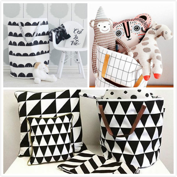 Ins Storage Baskets Bins Kids Room Toys Storage Bags Bucket Clothing Organizer Laundry Bag Canvas Organizer Polka Dot Laundry JC272