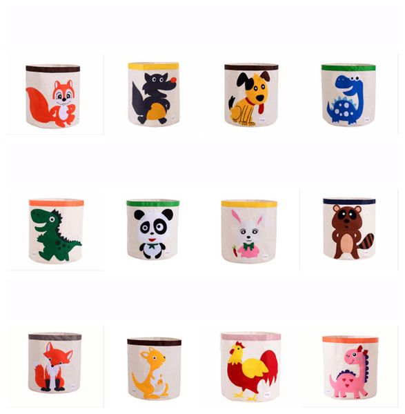 Cartoon Animal Printing Drawstring Storage Bins Bag Kids Toys Storage Baskets Washable Buckets Laundry Bag Dirty Clothing Organizer