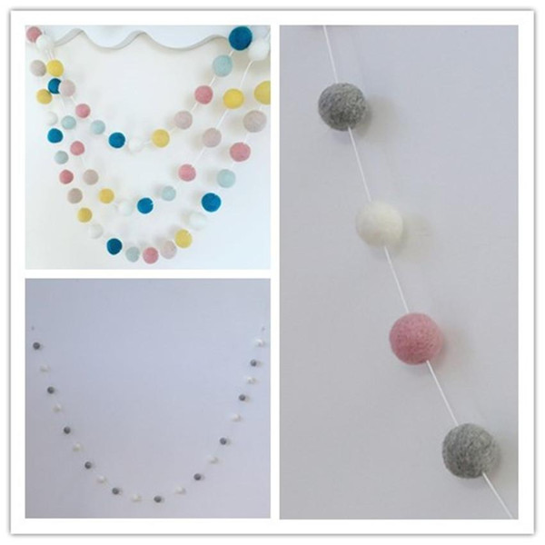 eClouds New 20PCS Wool Felt Ball Garland string Grey Pink White 3cm Wool Felt Balls strand Baby Kids Room Decorations