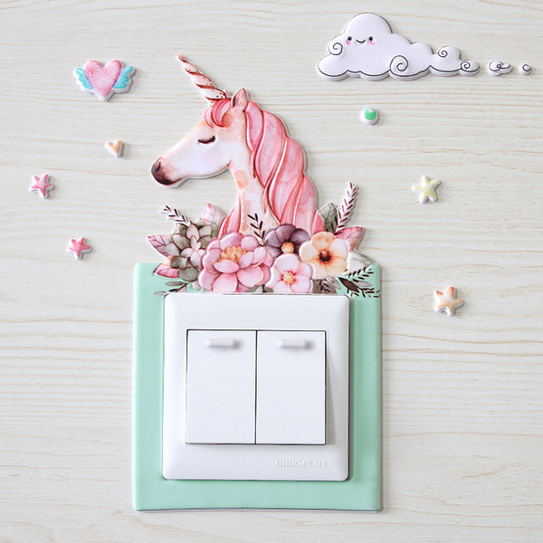 cute cartoon Wall Dec hollow-out switch sticker Creative home decoration cartoon wall stickers affixed felt hollow Switch Protective Cover