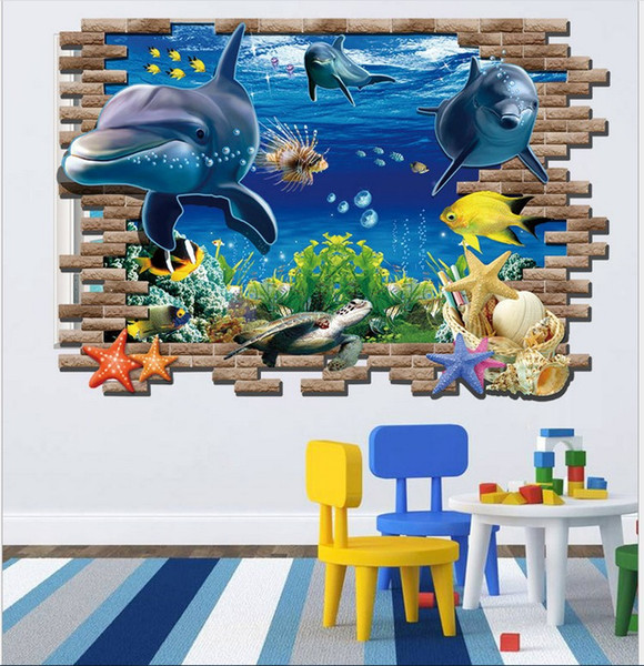 3D Cartoon Finding Dory Wall Stickers Home Decor 3D Marine Underwater World For Kids Room Wall Stickers Christmas Birthday Gift For Children