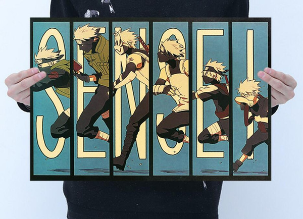 Wholesale high quality Brown Poster animation Uzumaki Naruto Hokage Stickers and Mural for your home and business brown paper about 50*35cm