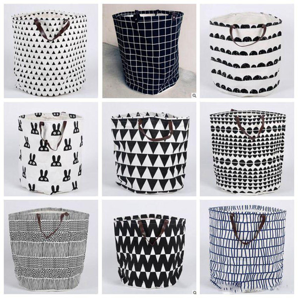 Storage Baskets Bins Kids Room Laundry Bags Toys Storage Bags Ins Bucket Laundry Dirty Clothing Organizer Polka Dot Canvas Basket Bags