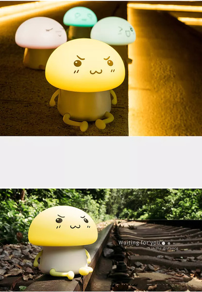 50pcs 3D Night Colorful Mushroom Silicone Battery LED Night Light Touch Sensor Light 2 Modes Children Cute Night Lamp Bedroom Light