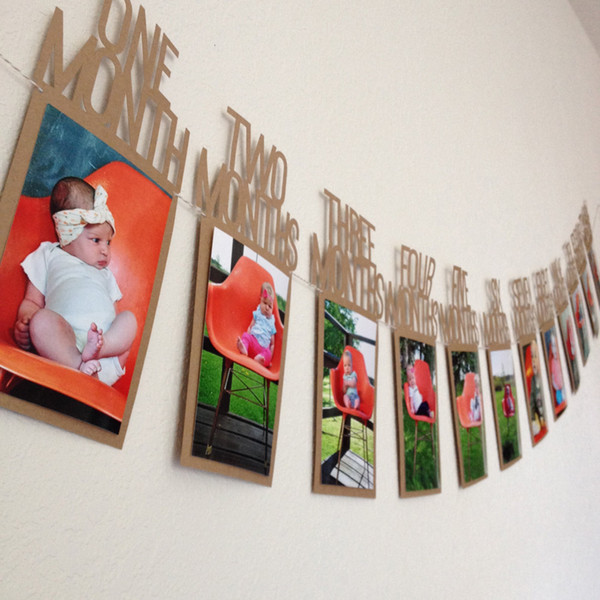 2019 Kids Birthday Gift Decorations From 1 To 12 Month Photo Banner Monthly Photo Wall Photo Frame Porta Retrato Picture Frame