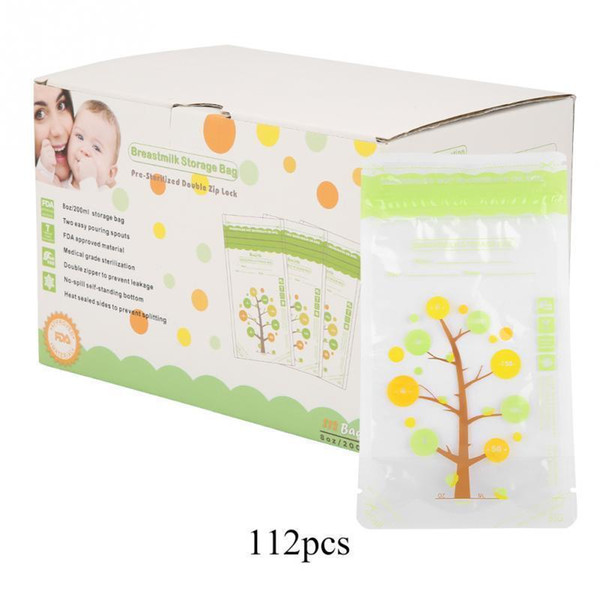 112pcs 235ml Baby Breastmilk Storage Bags Leak Proof Sterilized Baby Food Safe Breast Milk Freezer Storage Bags For Baby Feeding J190508