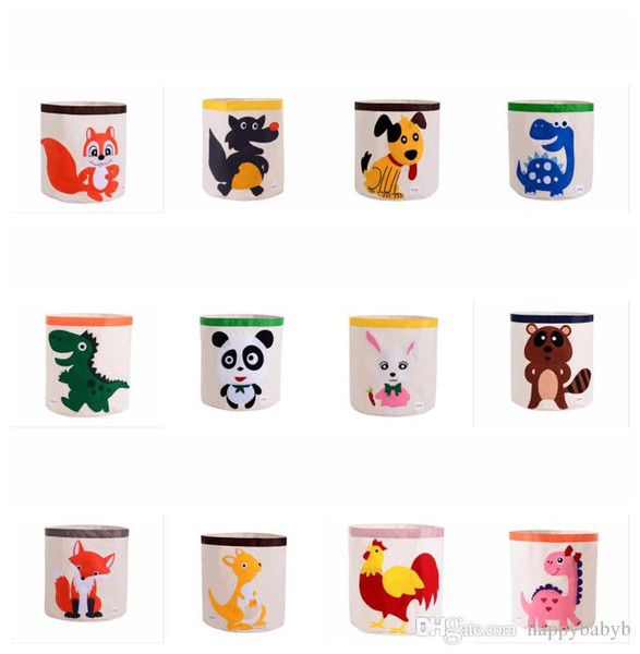 Cartoon Animal Printing Drawstring Storage Bins Bag Kids Toys Storage Baskets Washable Buckets Laundry Bag Dirty Clothing Organizer