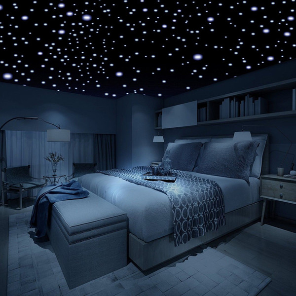 New Hot 407Pcs 3D Round Glow In The Dark Luminous Fluorescent Wall Stickers Home Festival Decor For Kids Rooms KA630