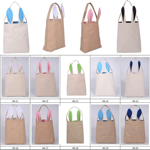 Environment-friendly Bags 2017 New Cotton Linen Easter Bunny Ears Basket Bag mix 10 Cute designs EC-945