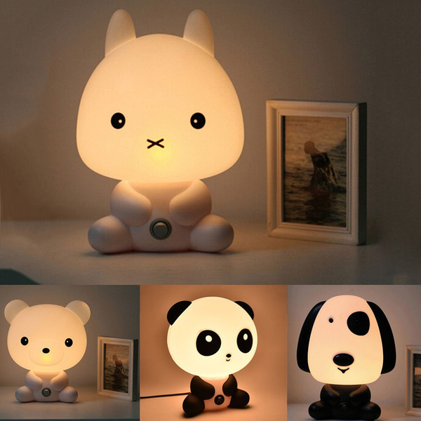 Fashion adjustable Night Sleeping Lamp Baby Room Panda Rabbit Dog Cartoon Light Kids BedLamp Lovely warm light