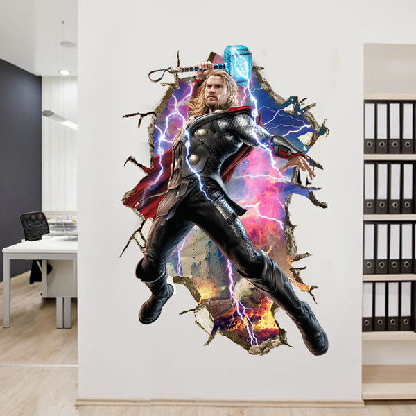 retail 90*60cm 3d wallpaper avengers wall posters for Children room Raytheon Home Decor wall stickers Decals Nursery Wall Art decorative