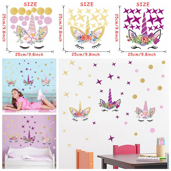 3styles DIY Unicorn Cartoon star Wall Sticker Stars flower Kids Bedroom Decal Poster Wallpaper Art Stickers Living Room decor FFA1000 300pcs