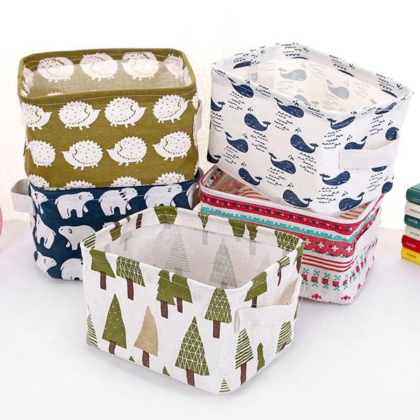 Cartoon Storage Box Bin Desk Sundries Foldable Storage Bags INS storage basket 5 colors C5922