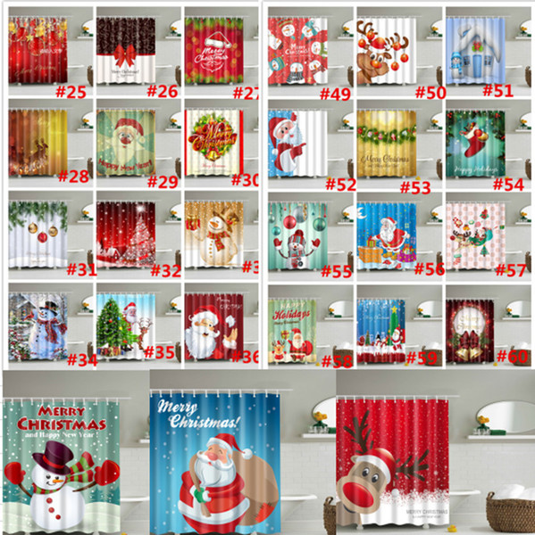94 Designs Christmas Shower Curtain Santa Claus Snowman Waterproof 3D Printed Bathroom Shower Curtain Decoration With Hooks 180*180cm 2018