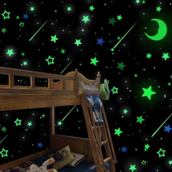 20pcs Luminous Stars Moon Wall Decals Stickers Party Home Decor Fluorescent Wall Art Glow in the Dark Decal Baby Kids Bedroom Decor
