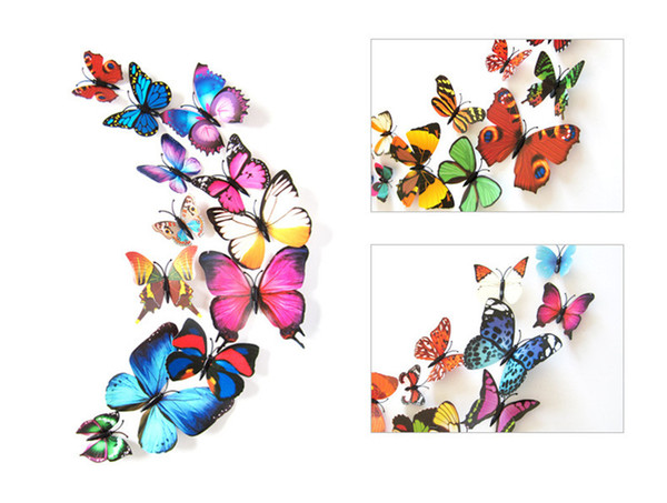 cheap butterfly children's room wall Shop window party decoration 3D butterfly wall stickers stereo simulation A21504