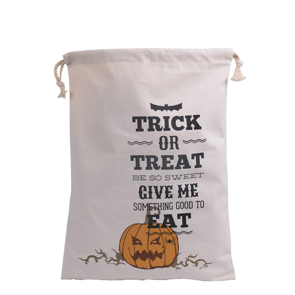 Wholesale Free Shipping Large Halloween Gift Bags Kids Adults Present Candy Bags Cotton Canvas Drawstring Tote Bag
