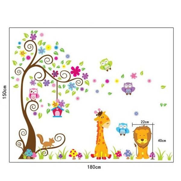 Cartoon Owl Tree Animal Stickers Children Room Decoration Wall Stickers