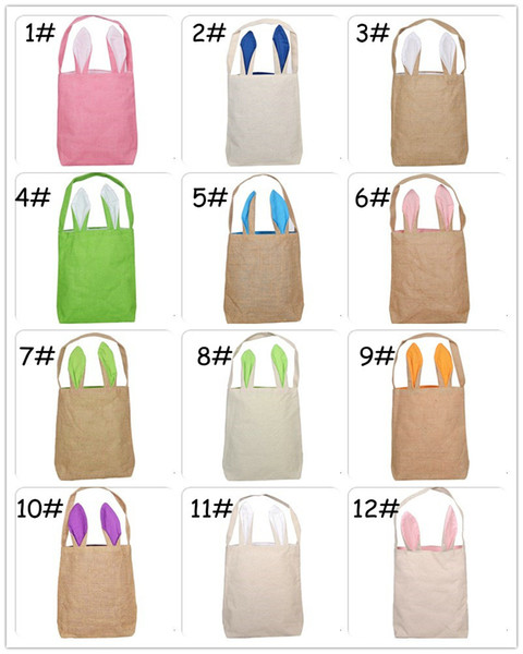 14 colors Burlap Easter Basket with Bunny Ears Bunny Ears Basket Cute Easter Gift Bag Rabbit Ears Put Easter Eggs
