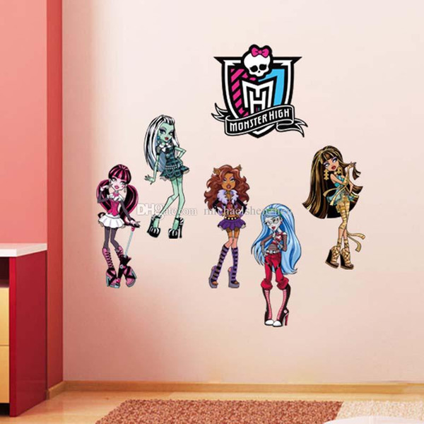 NEW Monster High Cartoon Mural Wall Sticker Vinyl Decal Children Kids Room 3D Walls Stickers Teenage Wall stickers B001