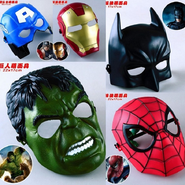 5pcs/lot Marvel Movie Masks Avengers Hulk Captain America Batman Spiderman Ironman Party Mask Boy Gift Action Figures Toys #e J190508
