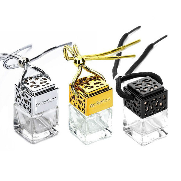 Car perfume Bottle bag Square Glass Pendant Essential Oil Liquid Dropper clear Bottles Empty Hanging Car Diffuser room ornament hot A21602