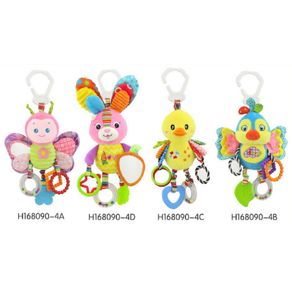 2018 Cute butterfly rabbit duck bird baby kids stroller bed around hanging bell rattle activity soft toy outer baby plush toy 48pcs