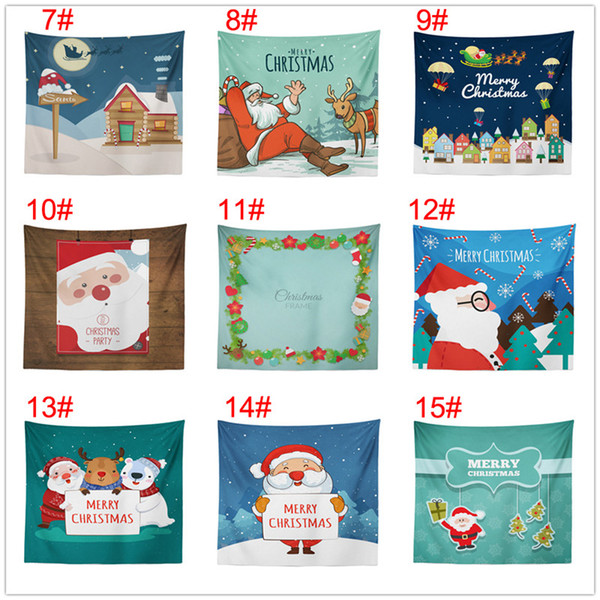 Merry Christmas tapestry Wall Decorations Background xmas Hanging blanket Santa Claus Elk Snowman room sofa Ornaments Beach outdoor Mat hot