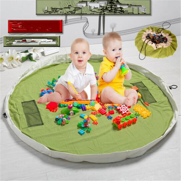 DHL Storage Bag Portable Toys Storage Bag Blanket Canvas Bag Children Collection Package Baby Toys Mat Storag 2017 Baby Play Mat Organizer