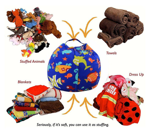 DHL20pcs Kids Storage Bean Bags 60cm 43 colors Plush Toys Beanbag Chair Bedroom Stuffed Animal Room Mats Portable Clothes Storage Bag