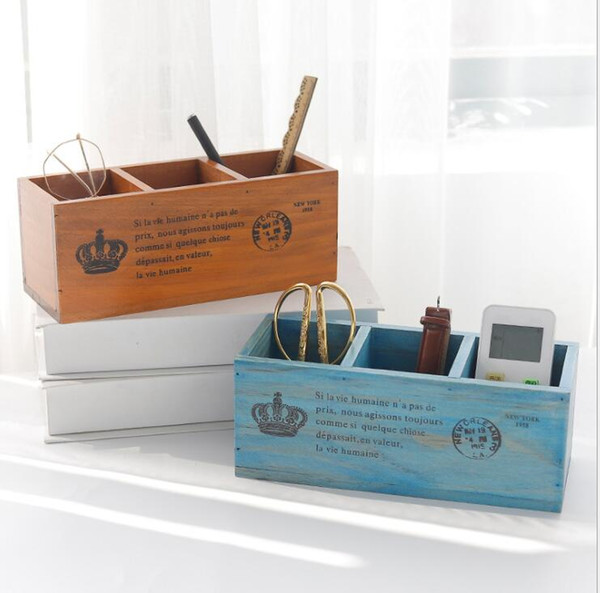 Wooden Table Sundries Container Pen Pencil Holder Case Container Storage Box Home Decor For Kids Room