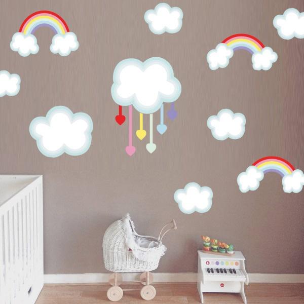 Free Shipping Rainbow Cloud Wall Sticker Removable PVC Decal Colorful Art Wallpaper for Kid Room DIY Home Decor V309