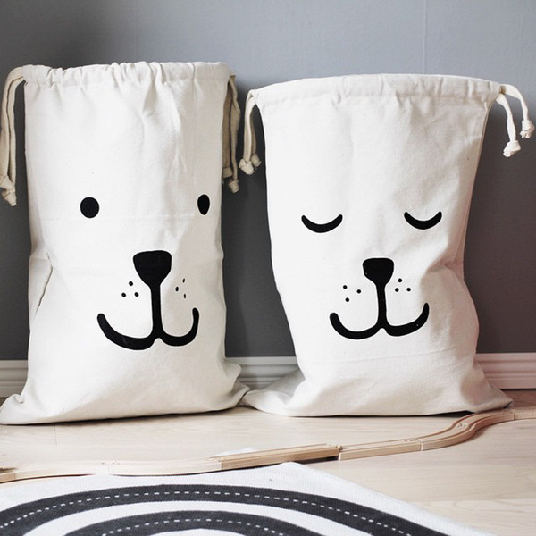 INS TOYS Bear/Panda/Batman/Letter Pattern Canvas Toys Storage Bags Hanging Baby Kids Room Decoration Laundry Hamper Bag Organizer Clothes