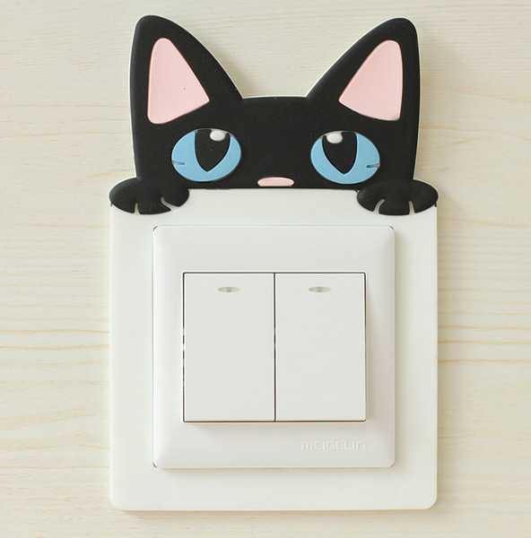 Lovely Cute Animal Printed Wall Dec Switch sticker Creative home decoration cartoon wall sticker affixed felt hollow Switch Protective Cover