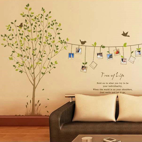 Brand 2017 DIY Home Decoration Decor Stickers Kids Rooms Decals Tree Photo Frame Bird Wall Sticker Removable for Home Decoration