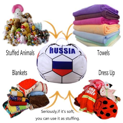 26 inch Russian World Cup Storage Bean Bag Baby Stuffed Animal Football World Cup Pouch Bag Organizer Beanbag