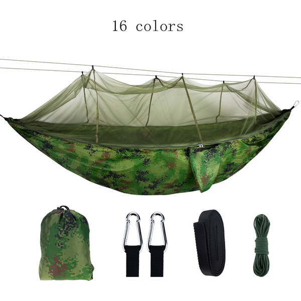 Ultralight High Strength Parachute Swing Hammock Hunting With Mosquito Net Travel Double Person Hamak For Camping Outdoor MMA1948-3