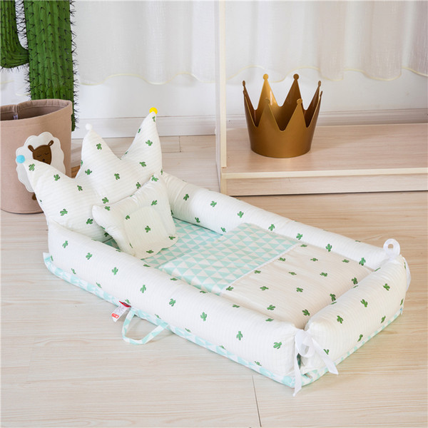 Baby Portable Bed in Bed Washable Modeling Crown with Quilt Baby Bionic Bed Baby to Sleep Artifact